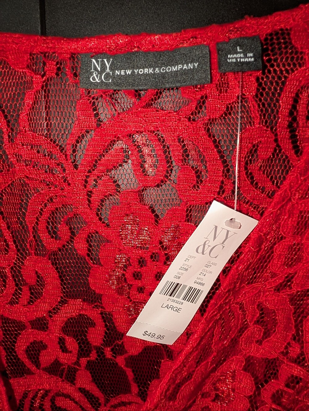 New York & Company Red Lace Women's Top